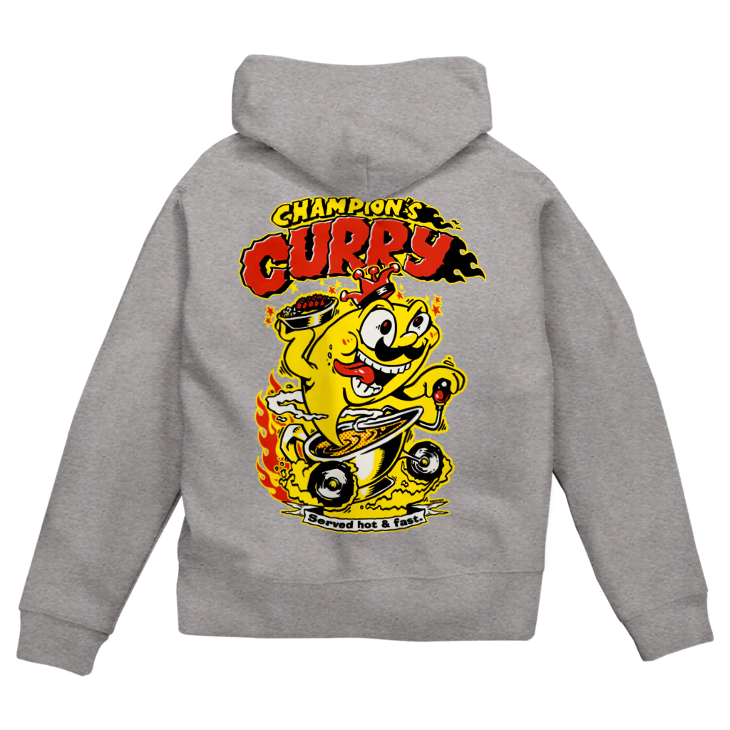 チャンピオンカレー＠SUZURI店のChampion's Curry×KENTOO "HOT ROD" Zip Hoodie