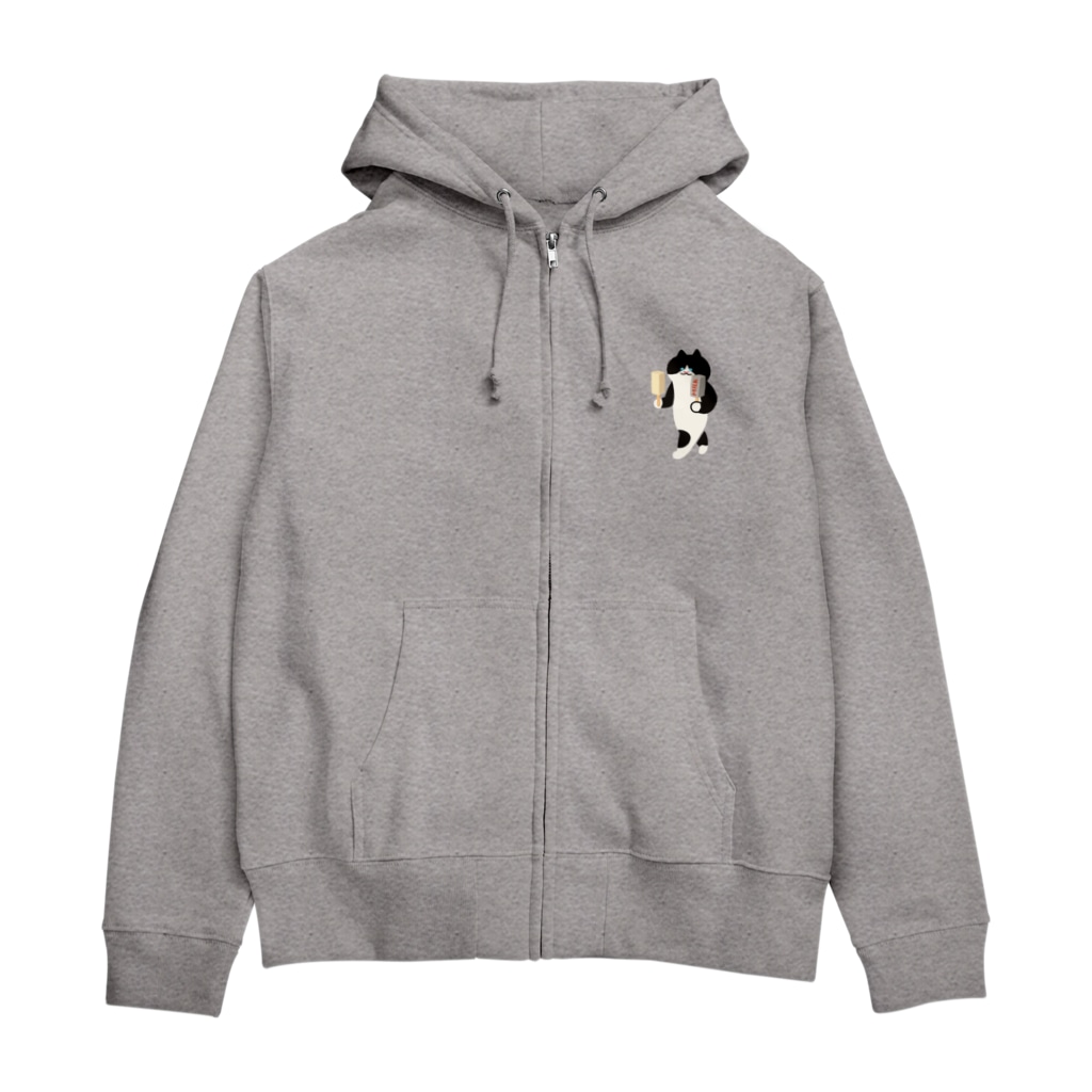 SUIMINグッズのお店の【小】ミルクアイスをまじめに運ぶねこ Zip Hoodie