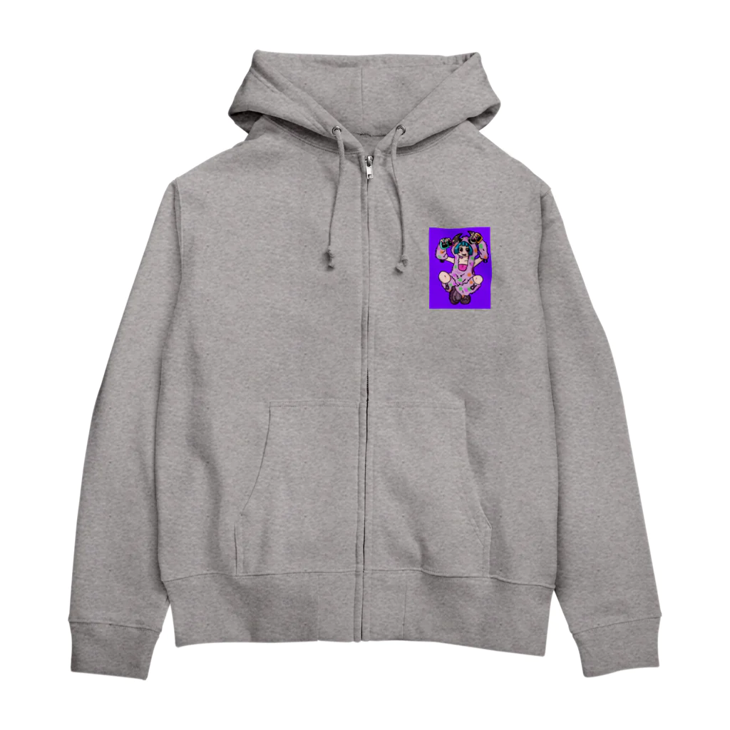 あやしいおばさん くろまめさんの○ュアアルコール（クラ○ナー）パープル Zip Hoodie