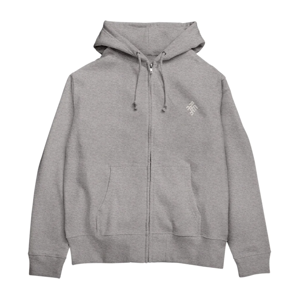 ひとはり堂/こぎん刺しの古代遺跡風 Zip Hoodie