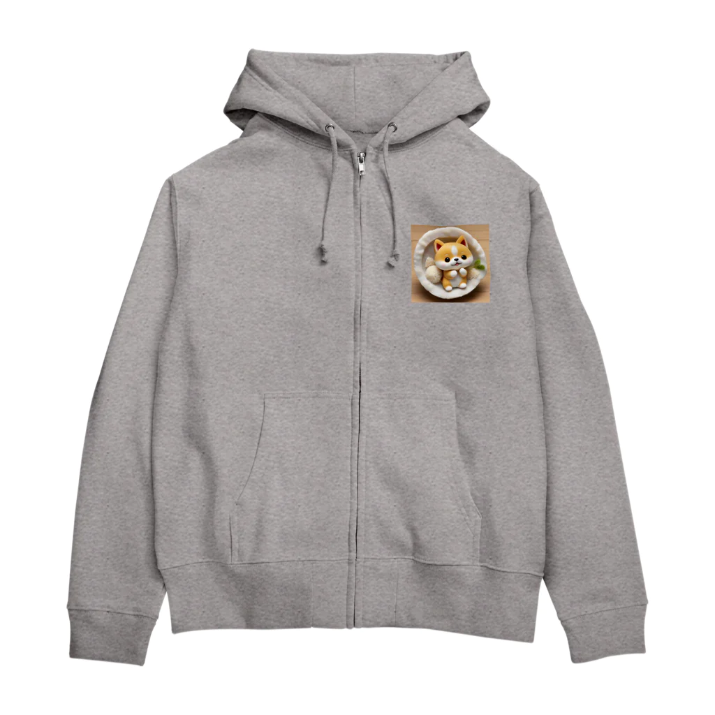 dcgnori／ワンコ画像のおむすび三角顔のしばちゃんワンプレート Zip Hoodie