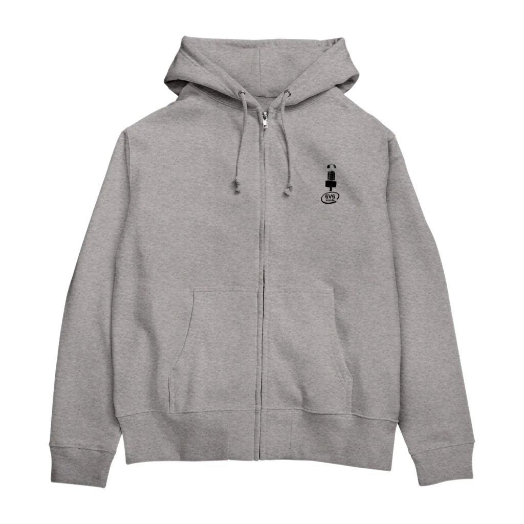 173H Designの真空管6V6黒 Zip Hoodie