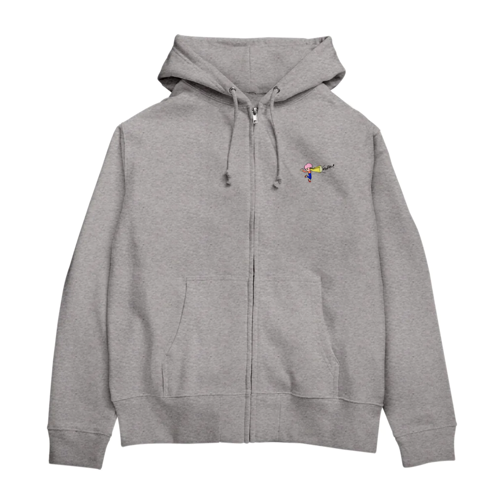 作り手ぷてぃまりのモモコ応援♪頑張れパーカー Zip Hoodie