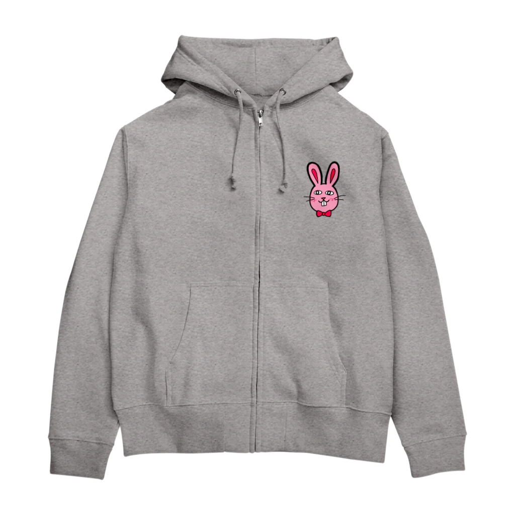 凩 灯の現実逃避ラビット(ピンクカラー) Zip Hoodie