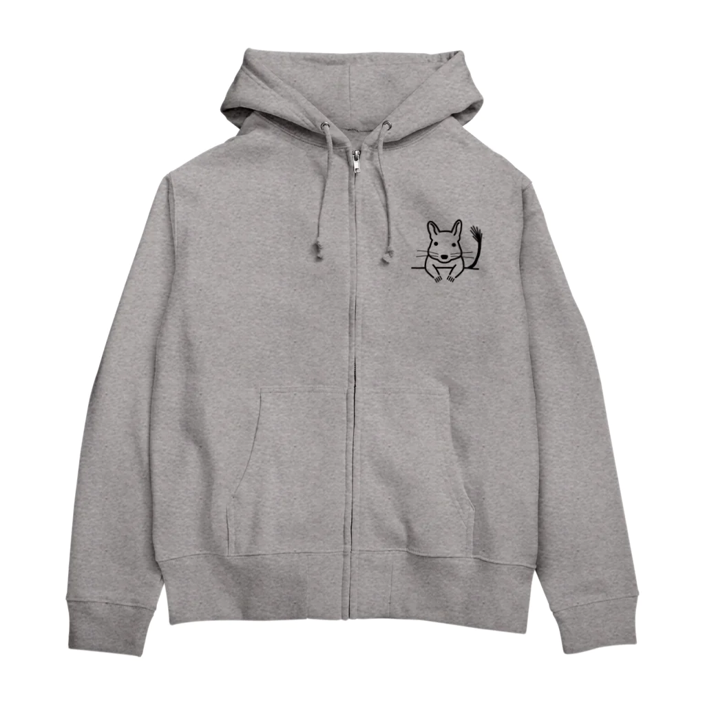 くすのき商店のポッケにデグー（Black line） Zip Hoodie