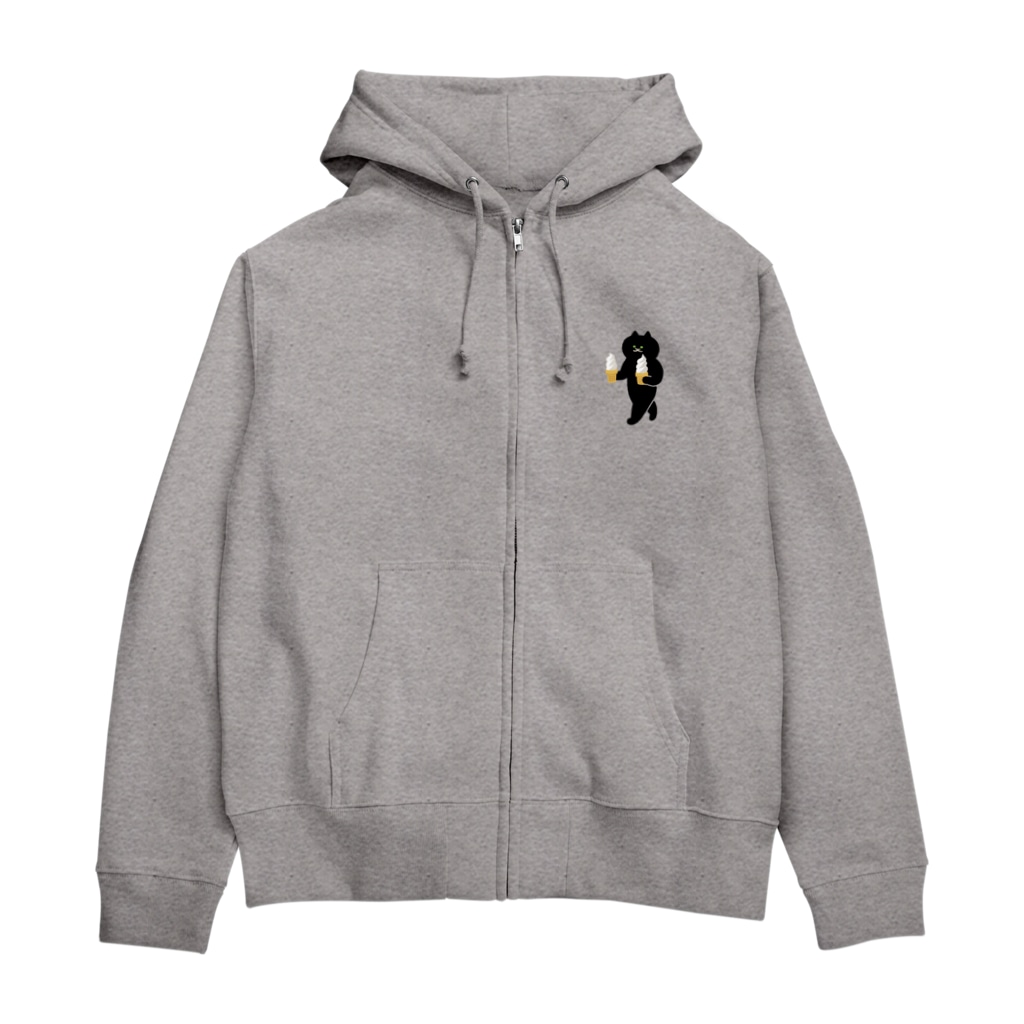 SUIMINグッズのお店の【小】ソフトクリームを急ぎめに運ぶねこ Zip Hoodie