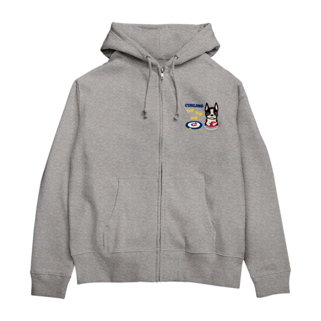 キッズモード某のカーリングとボストンテリア Zip Hoodie