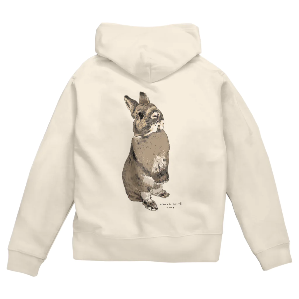 ヒラノマキコの【バックプリントのみ】2019.11月うさぎ Zip Hoodie