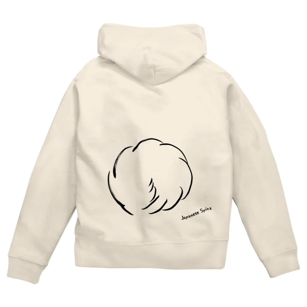 Chiyo.Wan(🐕🕊️のお店)のふわふわ白わんこ しっぽつきパーカー (日本スピッツ) Zip Hoodie