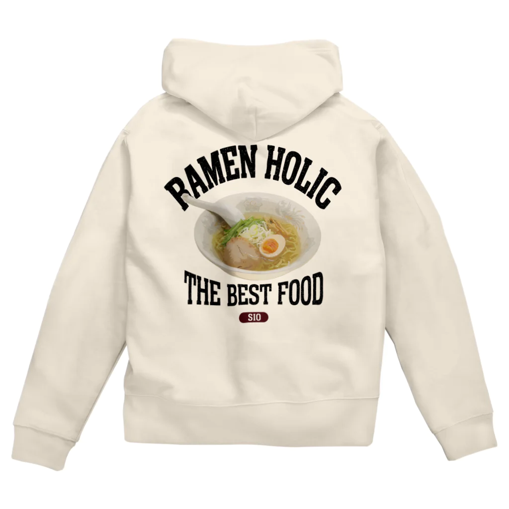 メシテロタイプ（飯テロTシャツブランド）の塩ラーメン（ビンテージ風） Zip Hoodie