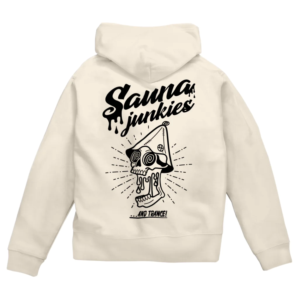 SAUNA JUNKIES | サウナジャンキーズのメルティー・スカル（黒プリント） Zip Hoodie