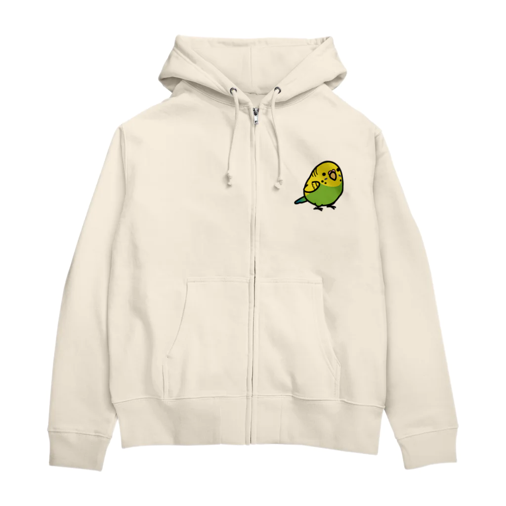 Cody the Lovebirdの（両面） 表：セキセイインコ　背面：仲良しインコ セキセイインコ オカメインコ オキナインコ Chubby Bird Zip Hoodie