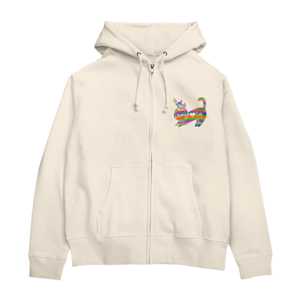 パドマネコヨガスタジオの雑貨屋さんのPADMA Lv.11 派手レインボーver. Zip Hoodie