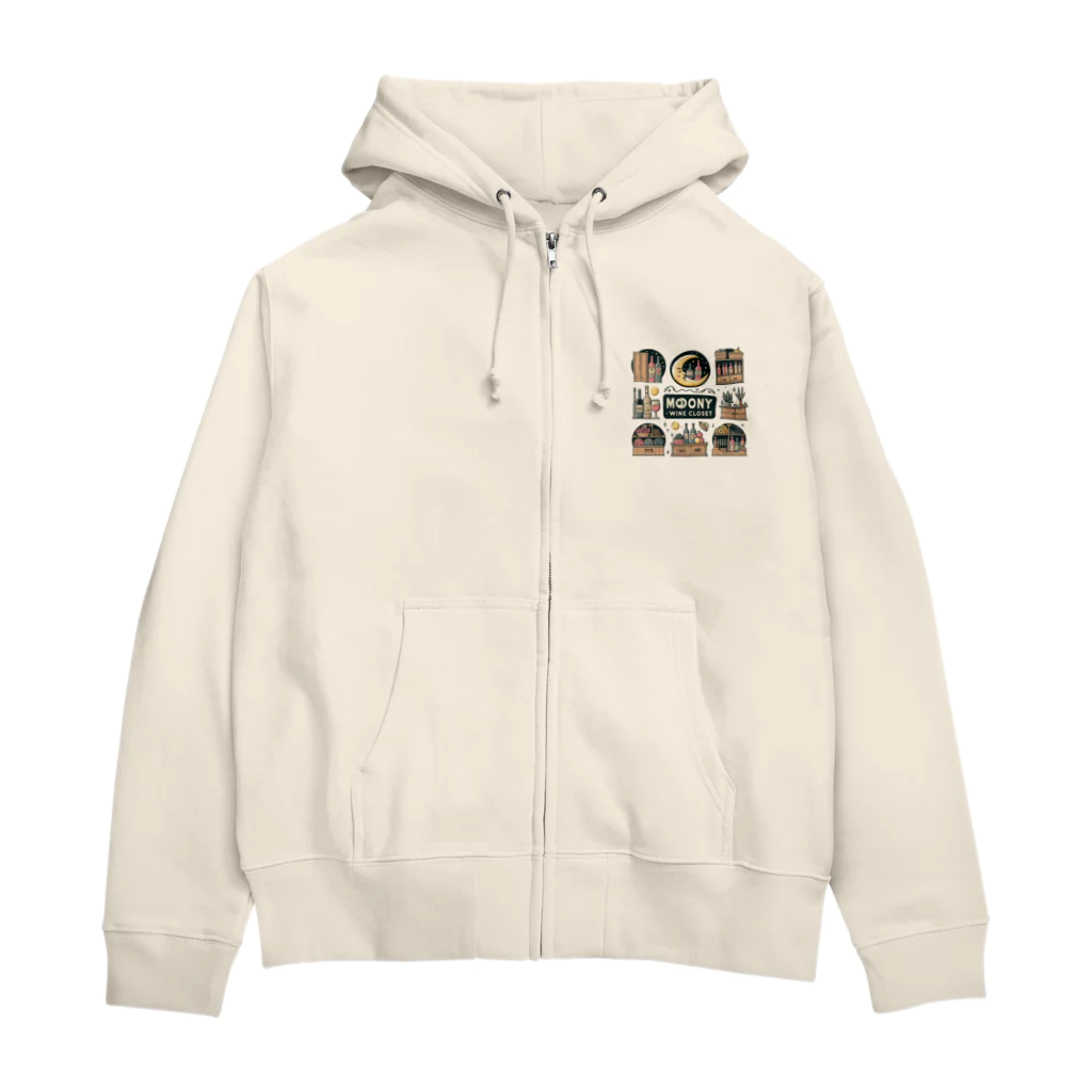 MOONY'S Wine Closetの夢心地な月夜の小さなワイン屋さん Zip Hoodie