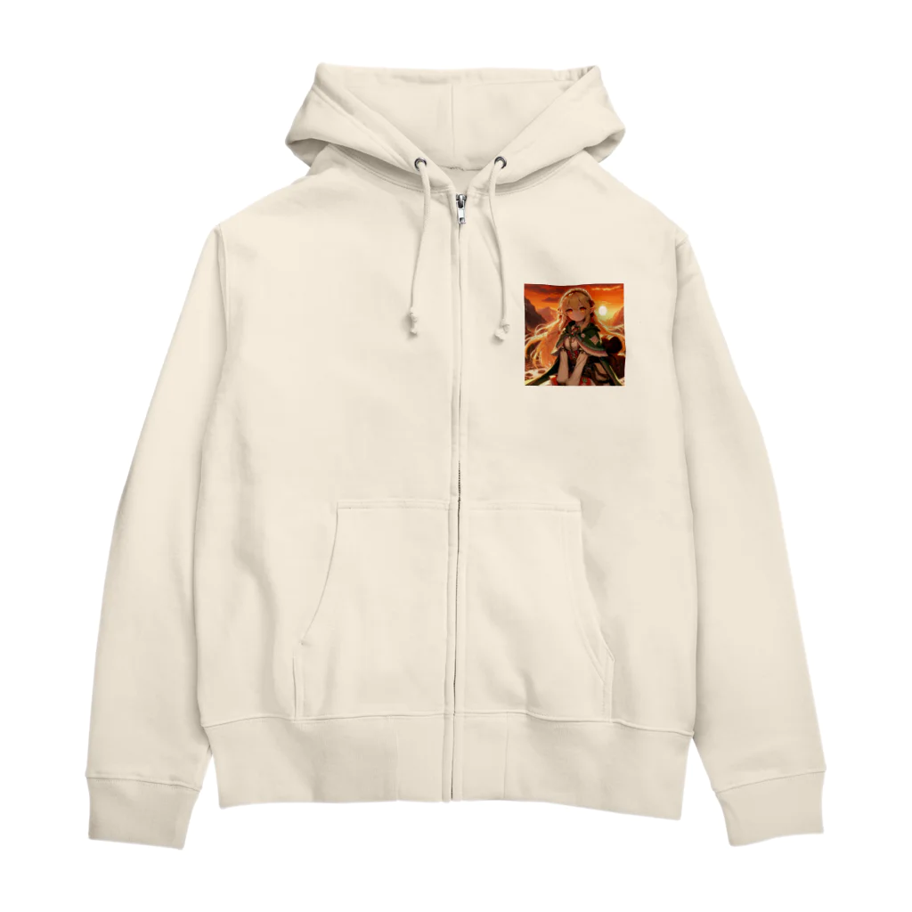 静寂工房の音のセリア・グリーンリーフ Zip Hoodie