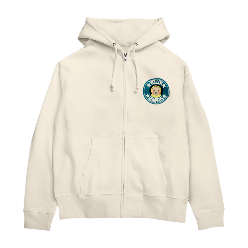 イエローロンパースのめめたん　ロゴ（ブルー） Zip Hoodie