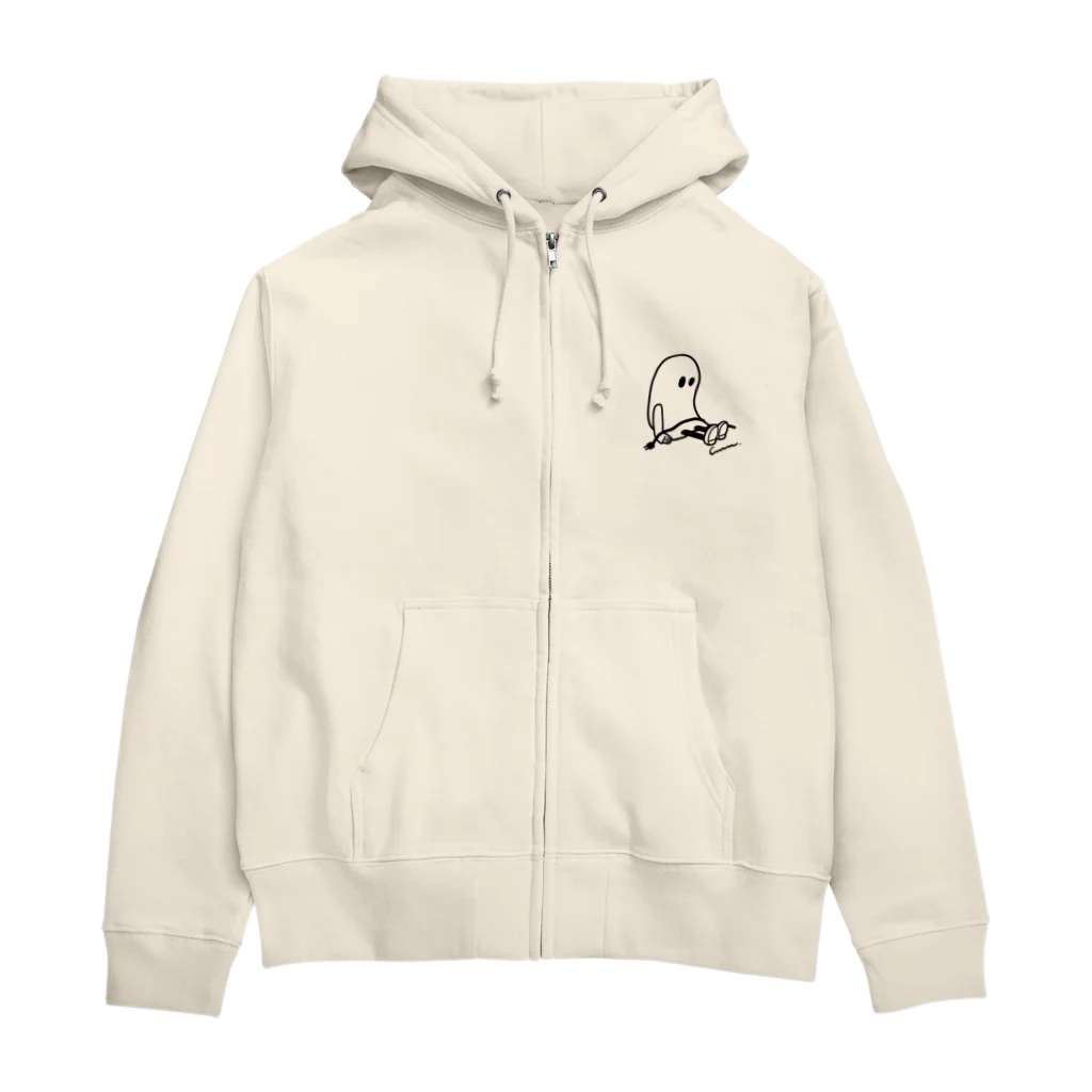 CHIMNEY雑貨店のDAY OFFななしのおばけちゃん[mono] Zip Hoodie