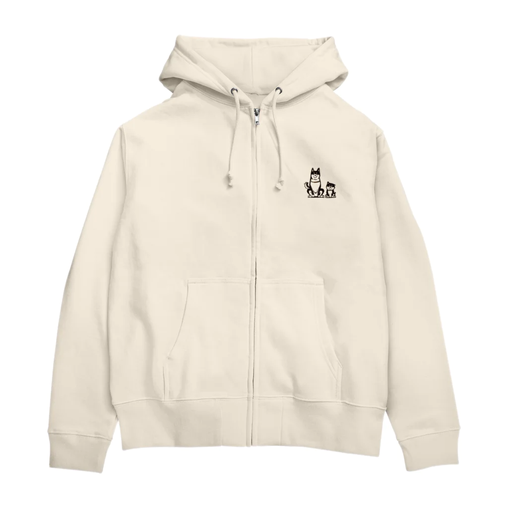 タバタ画房の柴犬（黒柴）の親子 Zip Hoodie