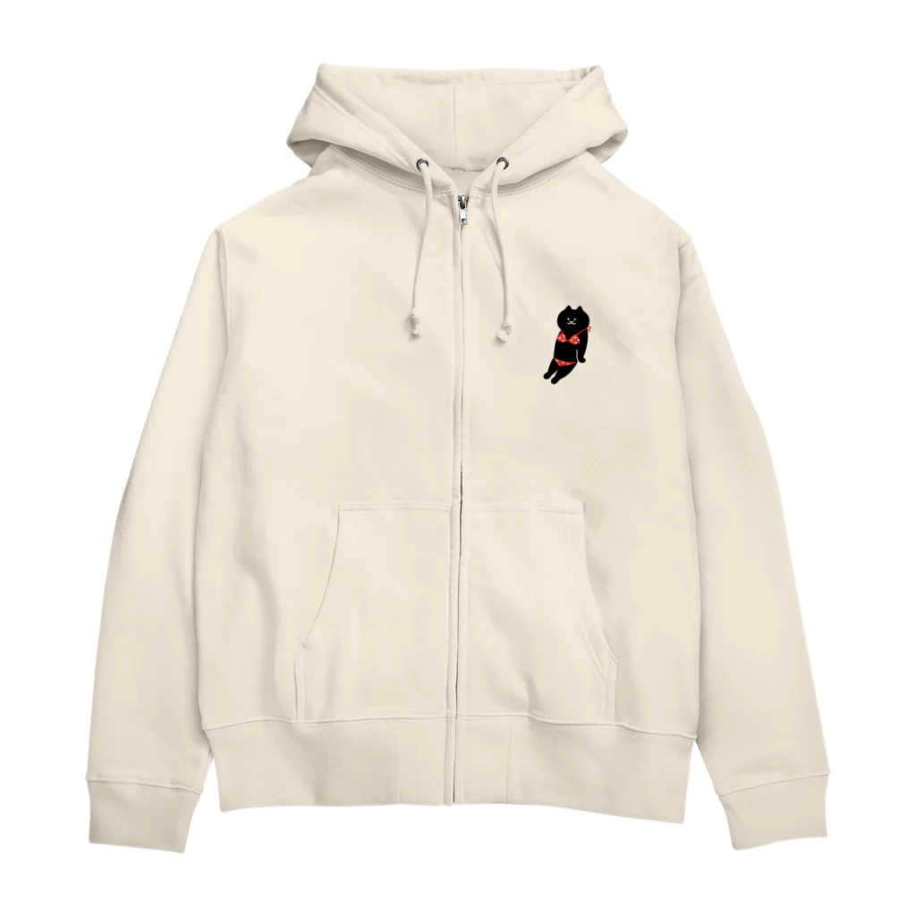 SUIMINグッズのお店の【小】赤いビキニのねこ Zip Hoodie