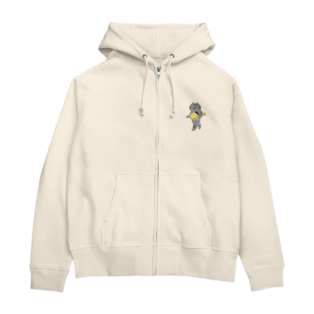 SUIMINグッズのお店の【小】玉子の握り寿司をのんびり運ぶねこ Zip Hoodie