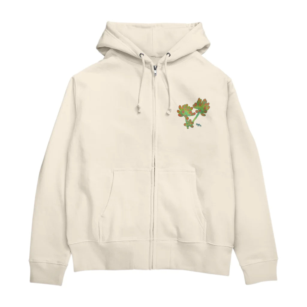 青いお店の多肉植物・乙女心 Zip Hoodie