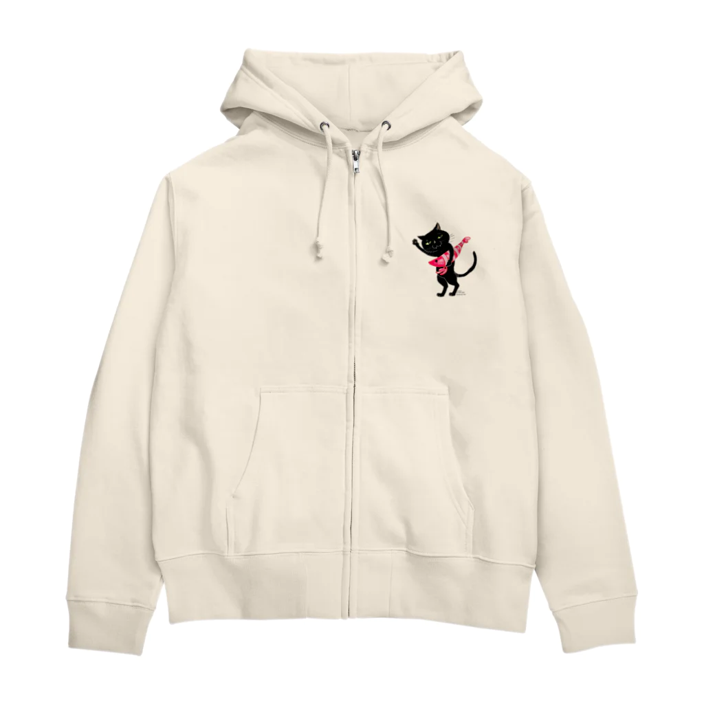 イケニャン黒猫オレオくんのエビ持ち黒猫パイセン Zip Hoodie