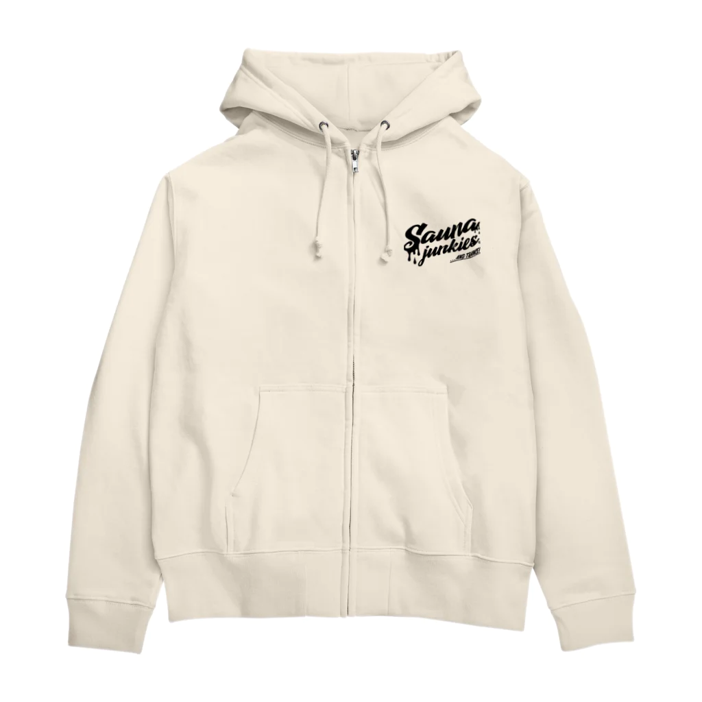 SAUNA JUNKIES | サウナジャンキーズのメルティー・スカル（黒プリント） Zip Hoodie