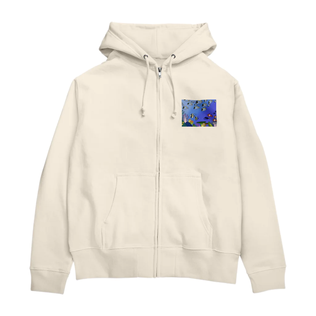 栗坊屋のパウダーブルーが泳ぐ海 Zip Hoodie