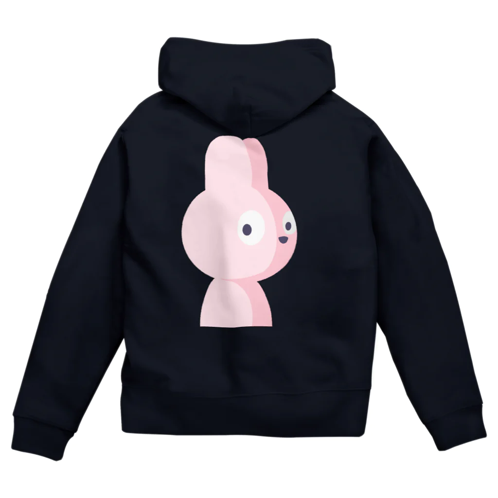 ネズミとネコとたまにウサギのグッズの後ろにピンクのウサギ Zip Hoodie