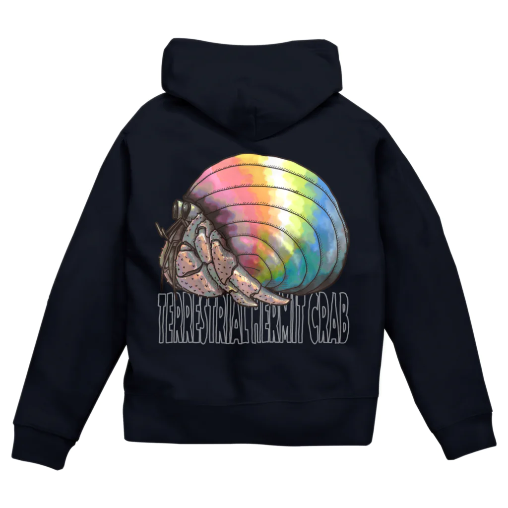 QUEER YADOKARIの白っぽい字のTerrestrial Hermit Crab (queer) Zip Hoodie