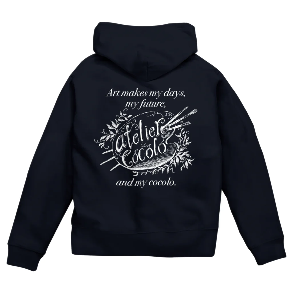 atelier cocoloのatelier cocolo 白文字 Zip Hoodie