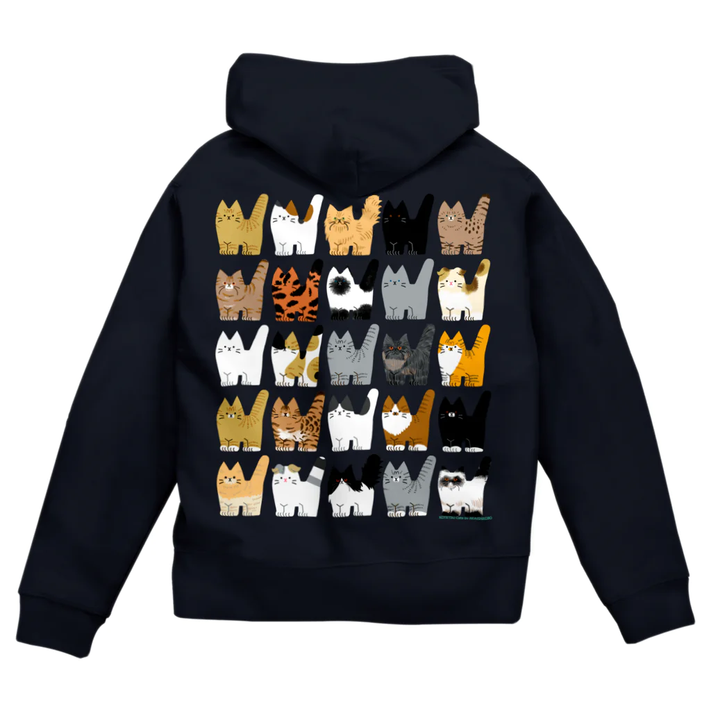 赤石工房(くまごろう屋)の猫まみれ/KOTETSU Cats Zip Hoodie