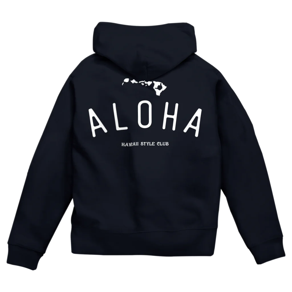 ハワイスタイルクラブのALOHA ISLANDS  WHT LOGO ジップパーカー