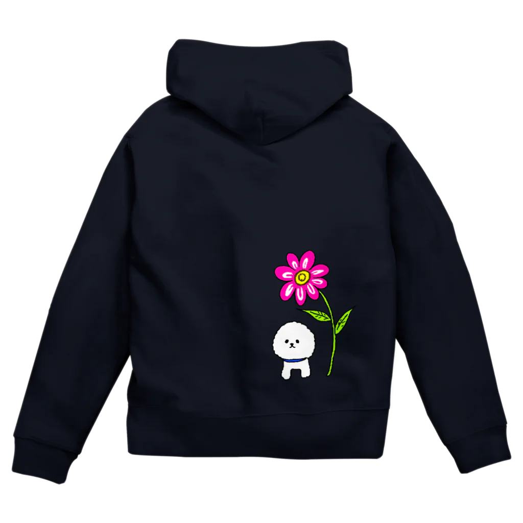 しょうゆごはんのビションフリーゼ ビッグフラワー Zip Hoodie