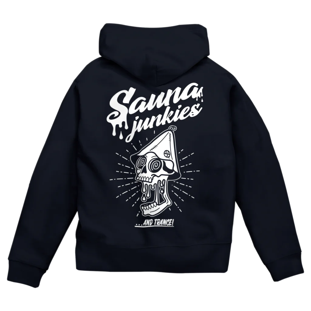 SAUNA JUNKIES | サウナジャンキーズのメルティー・スカル（白プリント） ジップパーカー