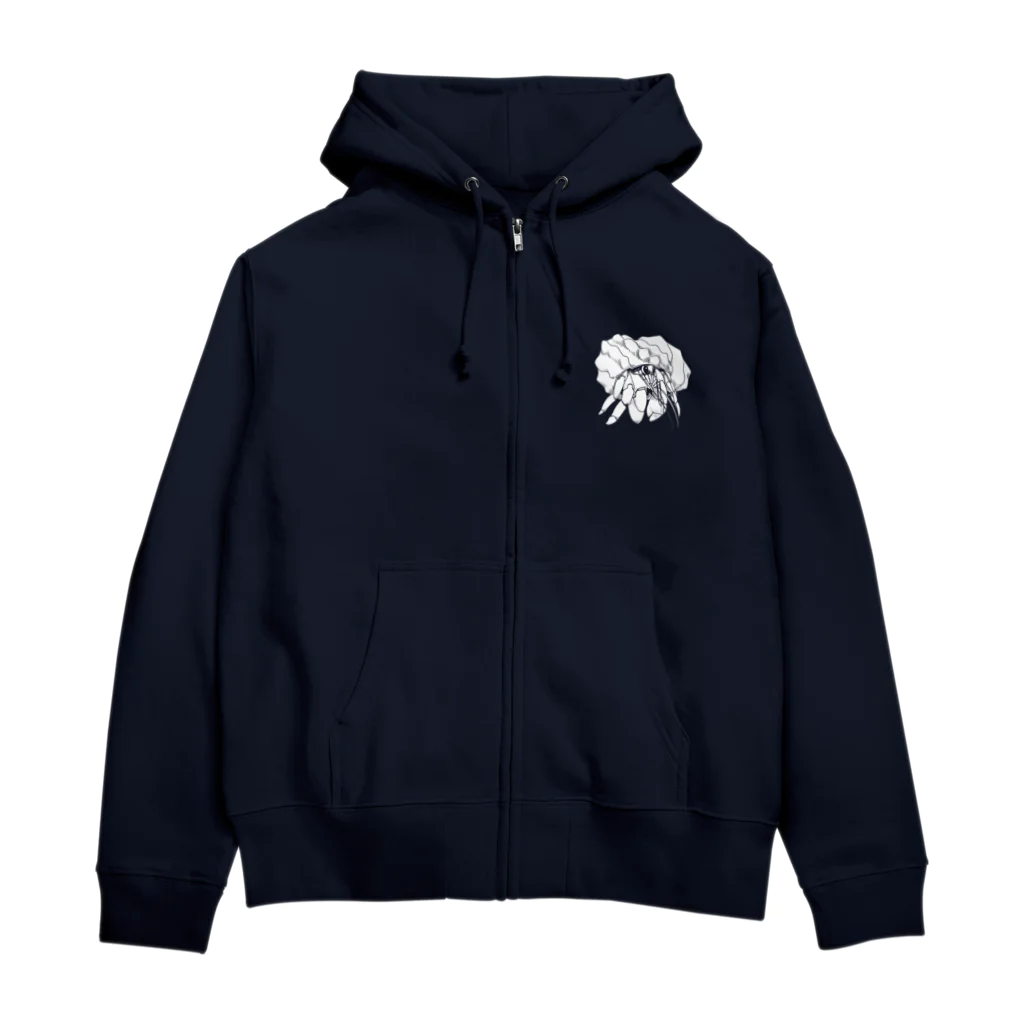 QUEER YADOKARIの白っぽい字のTerrestrial Hermit Crab (queer) Zip Hoodie