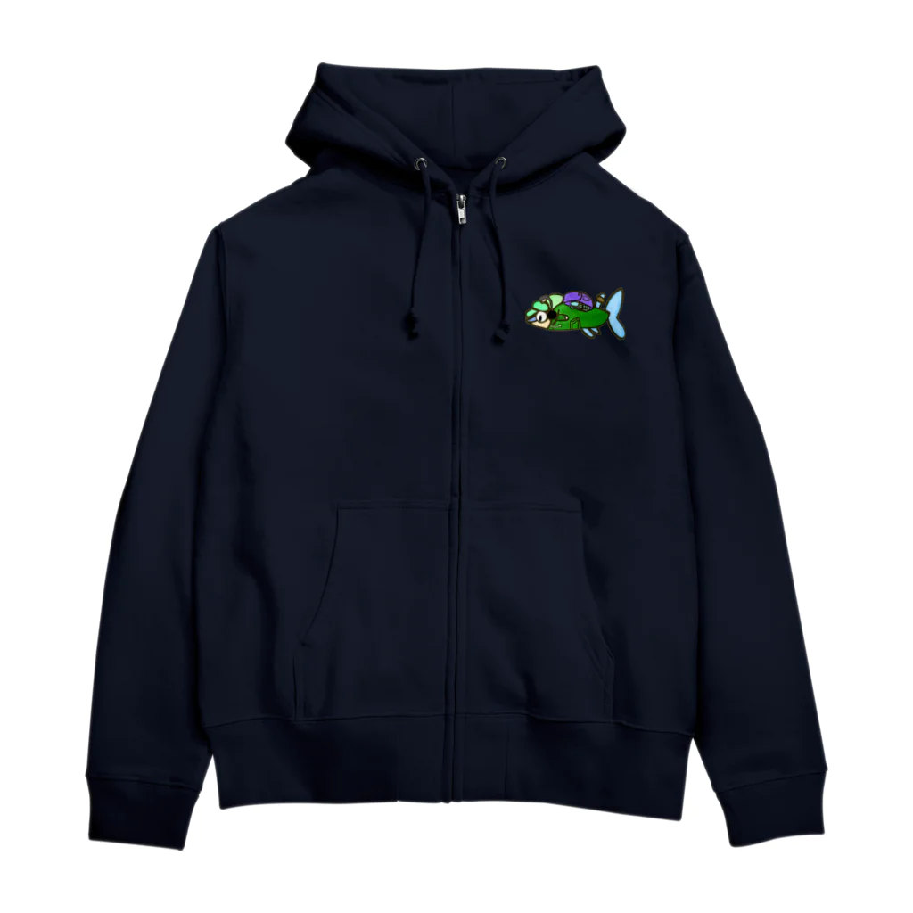 motchie's Shopのグリーンネオンくん Zip Hoodie