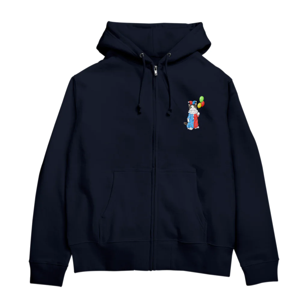 Ａｔｅｌｉｅｒ　Ｈｅｕｒｅｕｘのサーカスにゃんこ　風船ピエロ Zip Hoodie