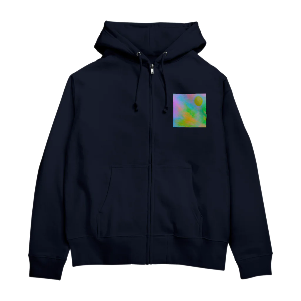 水草のサイケデリックな満月 Zip Hoodie