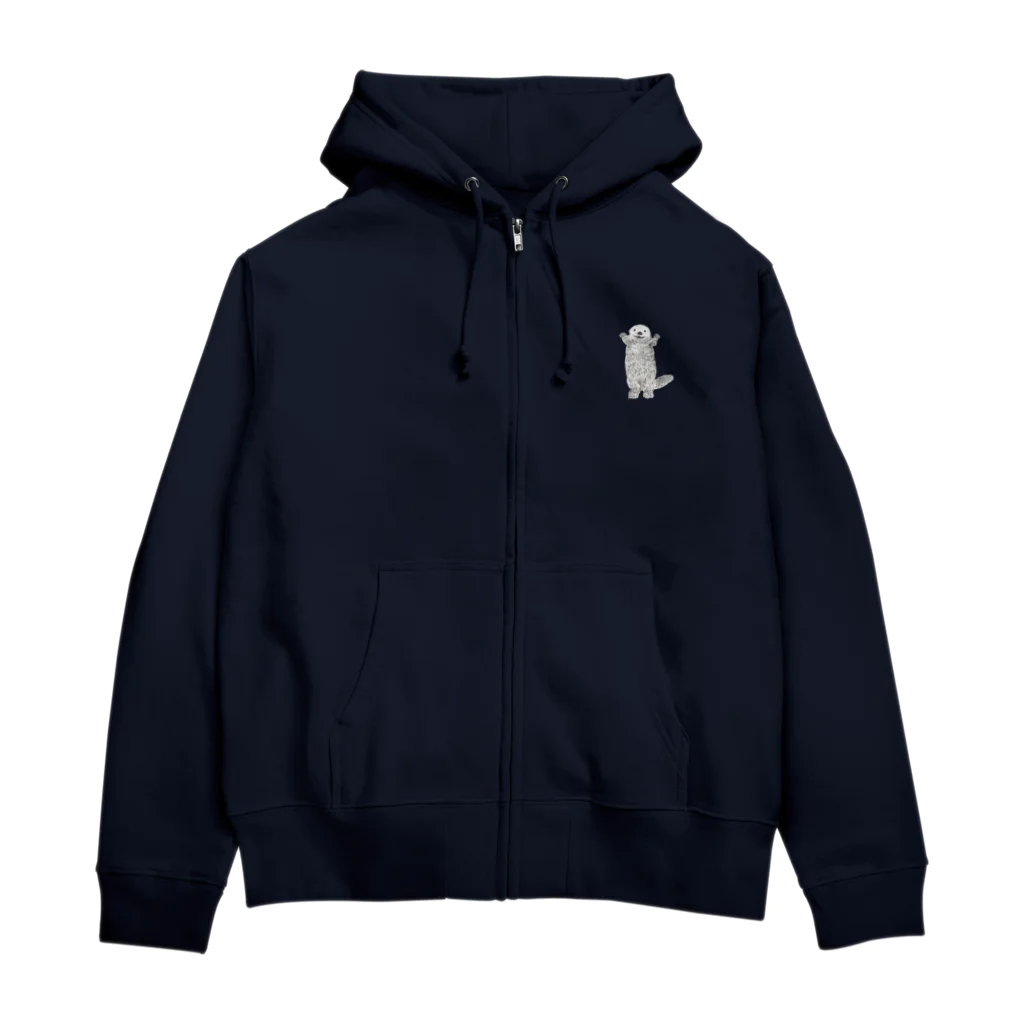 うみうそくん Olivineのお店の貝を割るぷかぷかラッコ・白 Zip Hoodie