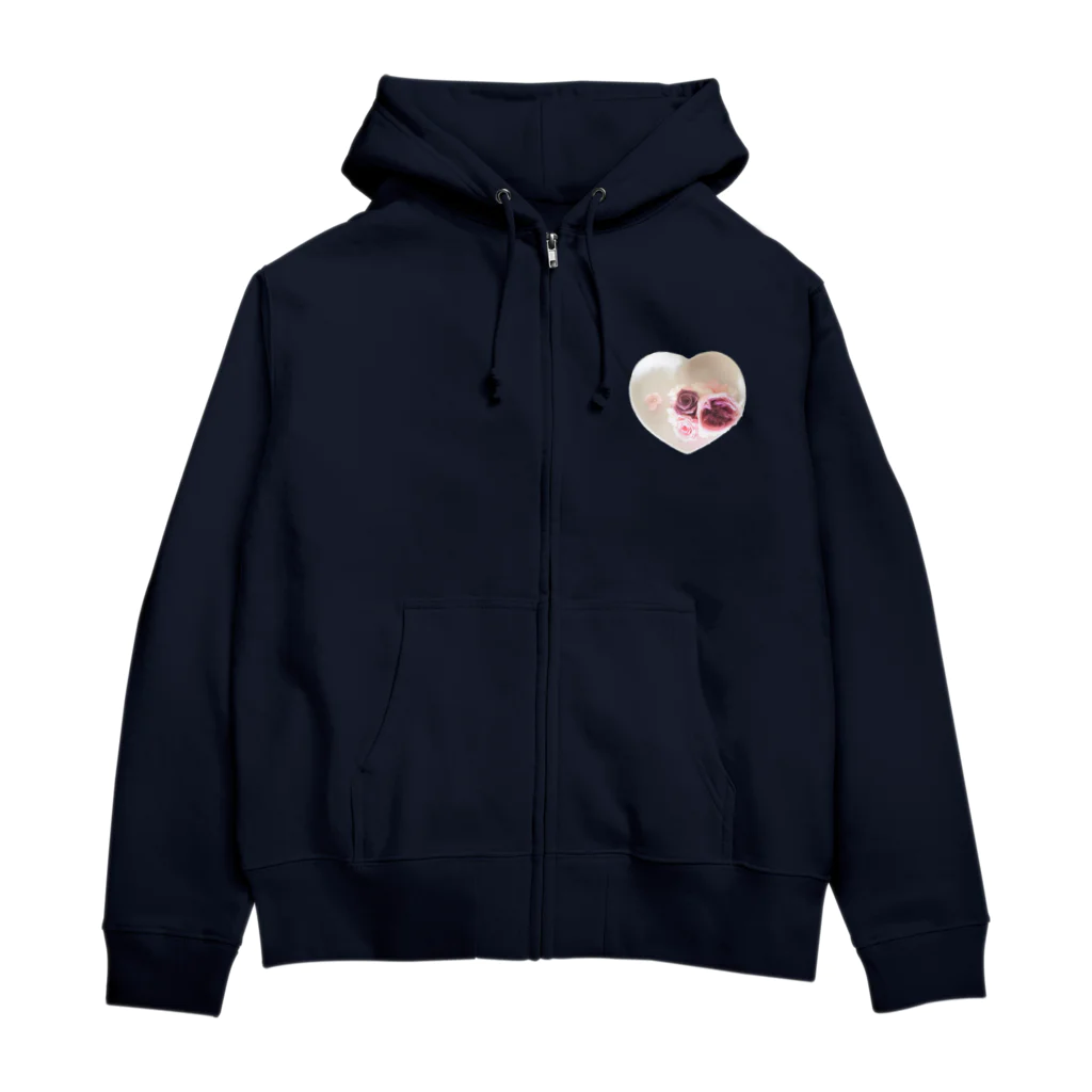 お花の双葉のはーとローズ Zip Hoodie