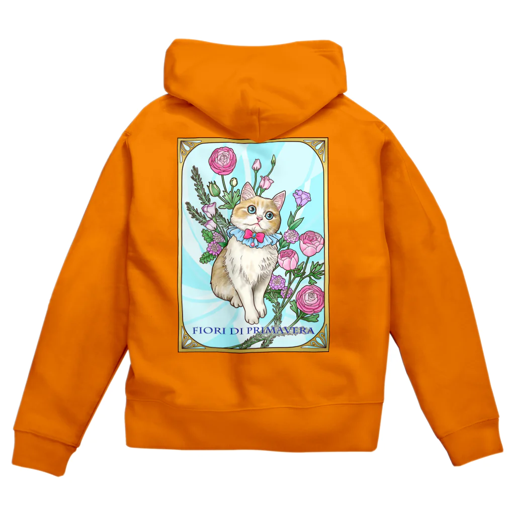 Ａｔｅｌｉｅｒ　Ｈｅｕｒｅｕｘの春の花々と猫　Fiori di Primavera Ⅰ Zip Hoodie