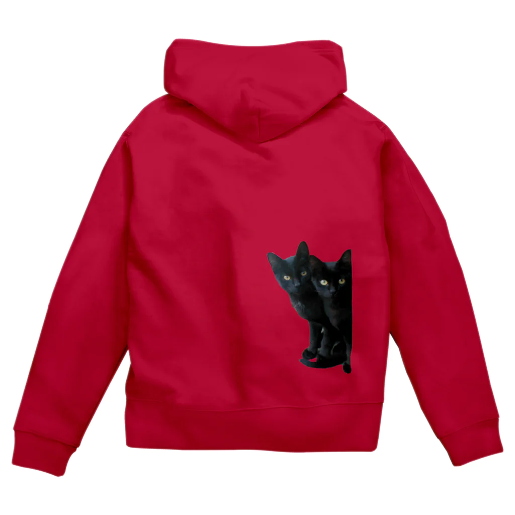 ちばっちょ【ち畳工房&猫ねこパラダイス】の黒猫は見た・バックプリント Zip Hoodie