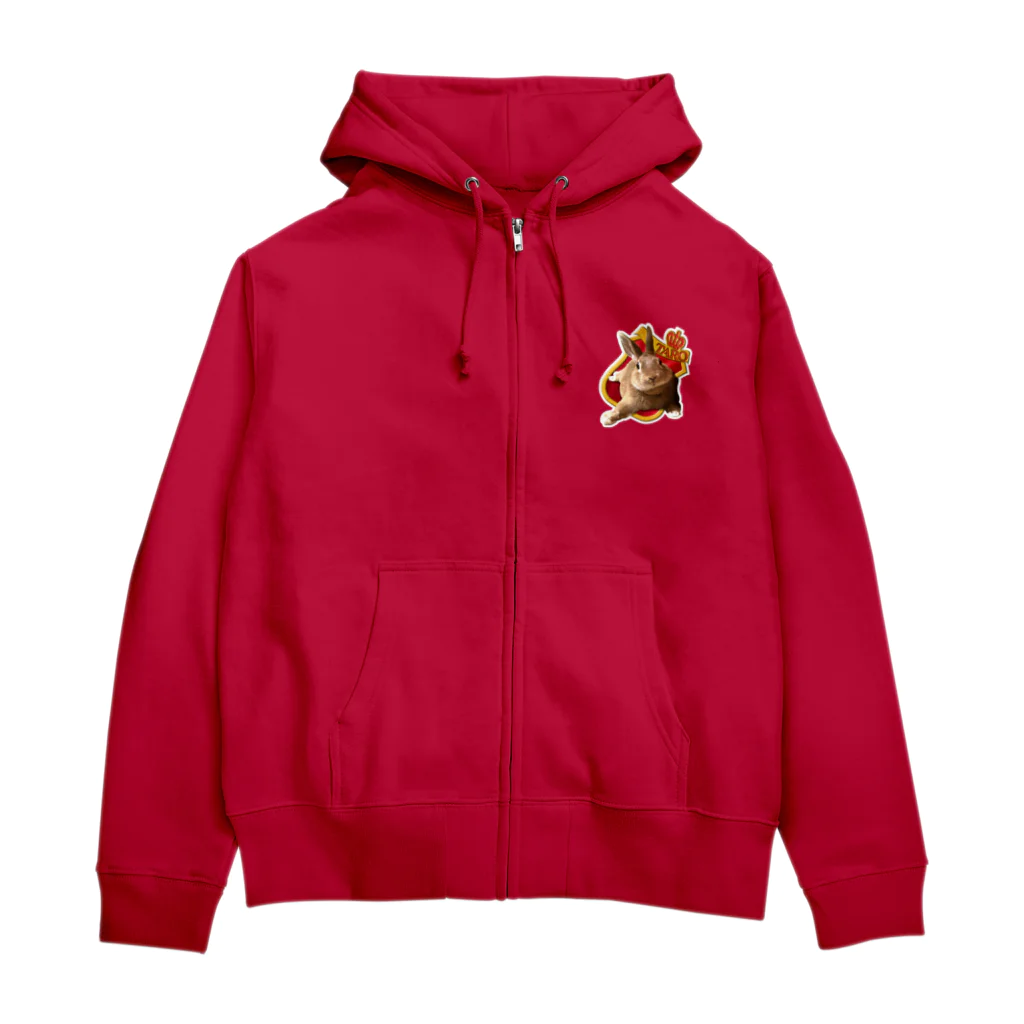 うさぎのうみちゃんねるショップのたろちゃんエンブレム-うさぎのうみのうさ友シリーズ Zip Hoodie