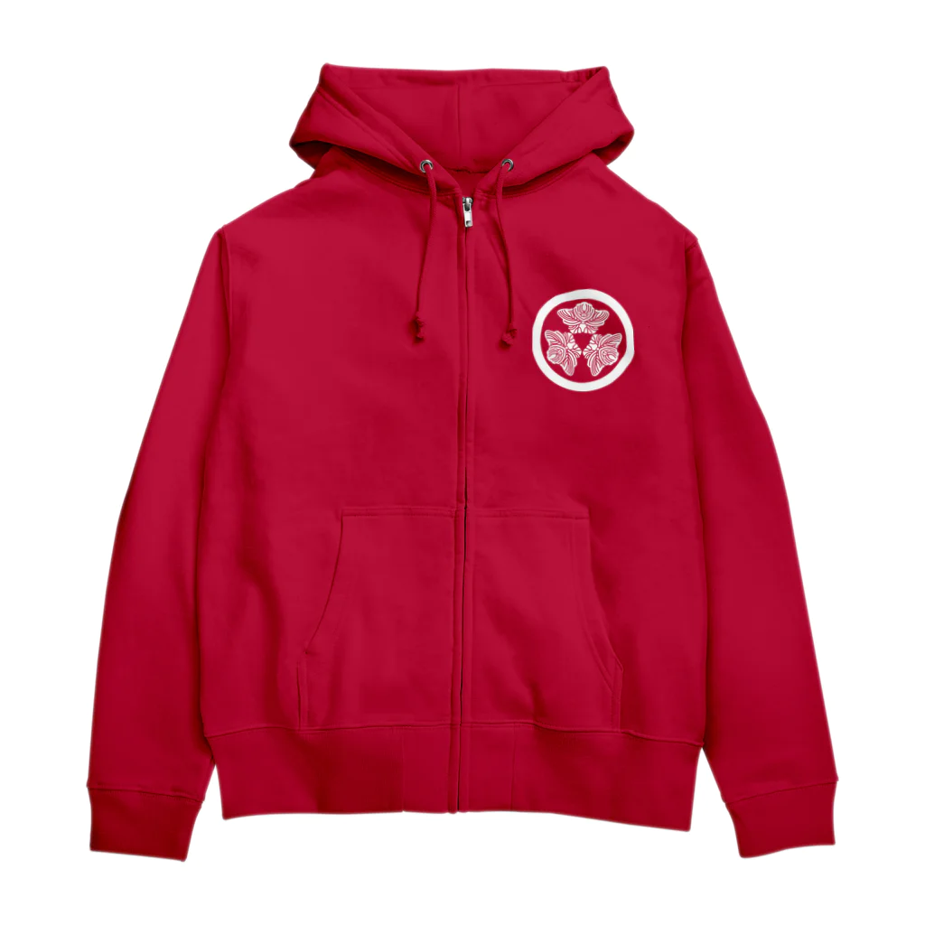 『NG （Niche・Gate）』ニッチゲート-- IN SUZURIの動物家紋h.t.（三つ蔦スズメ）白 Zip Hoodie