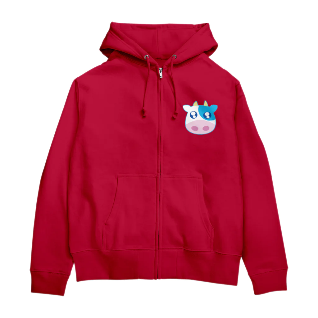 めろめろ♡すとあ〜のうるうるおめめのうしさん（フチあり） Zip Hoodie