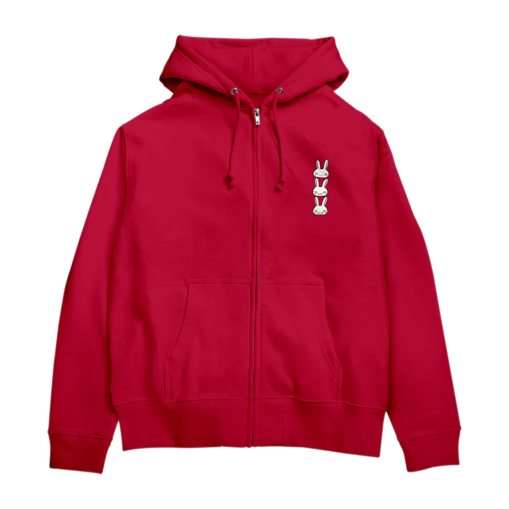 シシシFRIENDSのシシシうさぎ　顔３つ Zip Hoodie