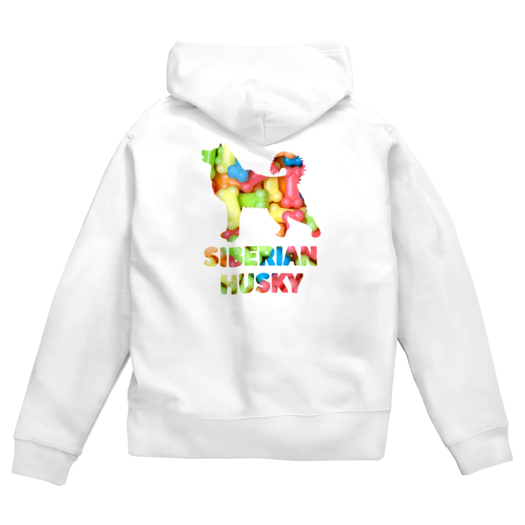 onehappinessのシベリアン ハスキー　骨ガム Zip Hoodie