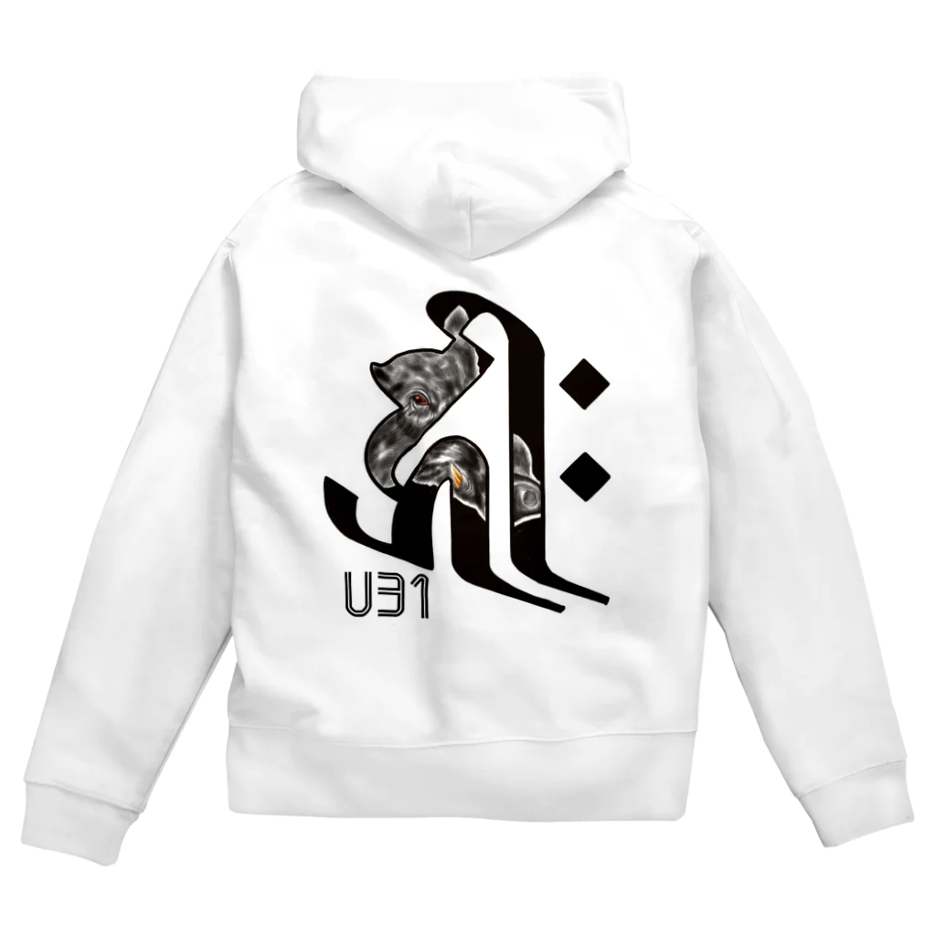 U31Designの干支入り梵字・亥年 ジップパーカー