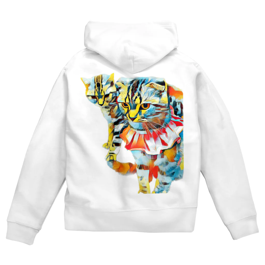 n_ottyの迫り来るキメ顔のねこたち Zip Hoodie